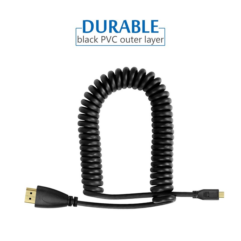 UCEC Coiled Micro HDMI to HDMI Cable, 3.2FT Retractable Cable for Laptops, Cameras, DSLRs, Camcorders, Portable Screens and Monitors - Image 4